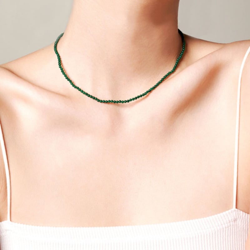 

Pepe Zoo [Pietra] Green Glass Raw Stone Necklace 32cm+(5cm)