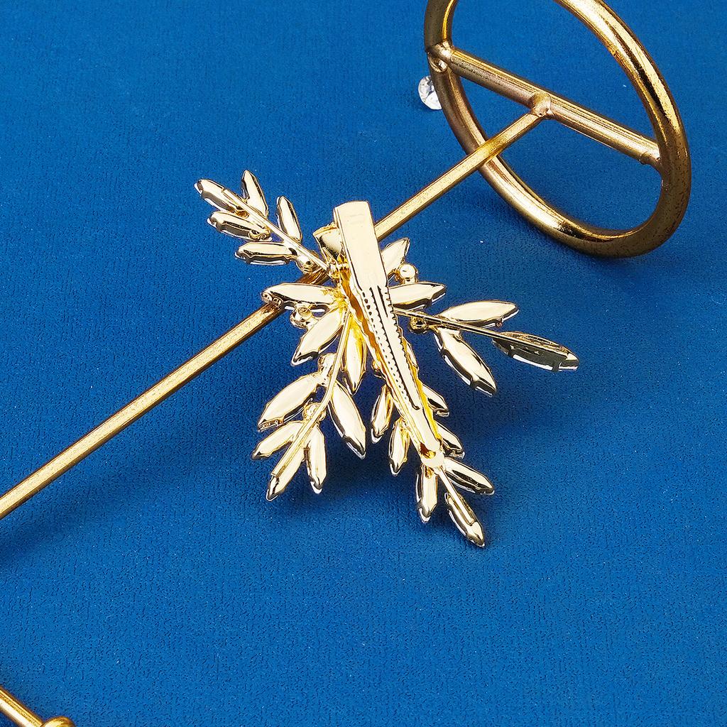 Vintage Rhinestone Leaf Hair Clip Bridal Wedding Dress Accessory Irregular Crystal Barrette For Women Elegant Jewelry