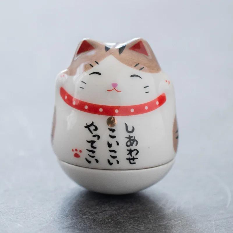 Japanese Ceramic Daruma Crafts Cartoon Lucky Cat Fortune Ornament Landscape Home Decor Accessories Gifts Living Room Decoration