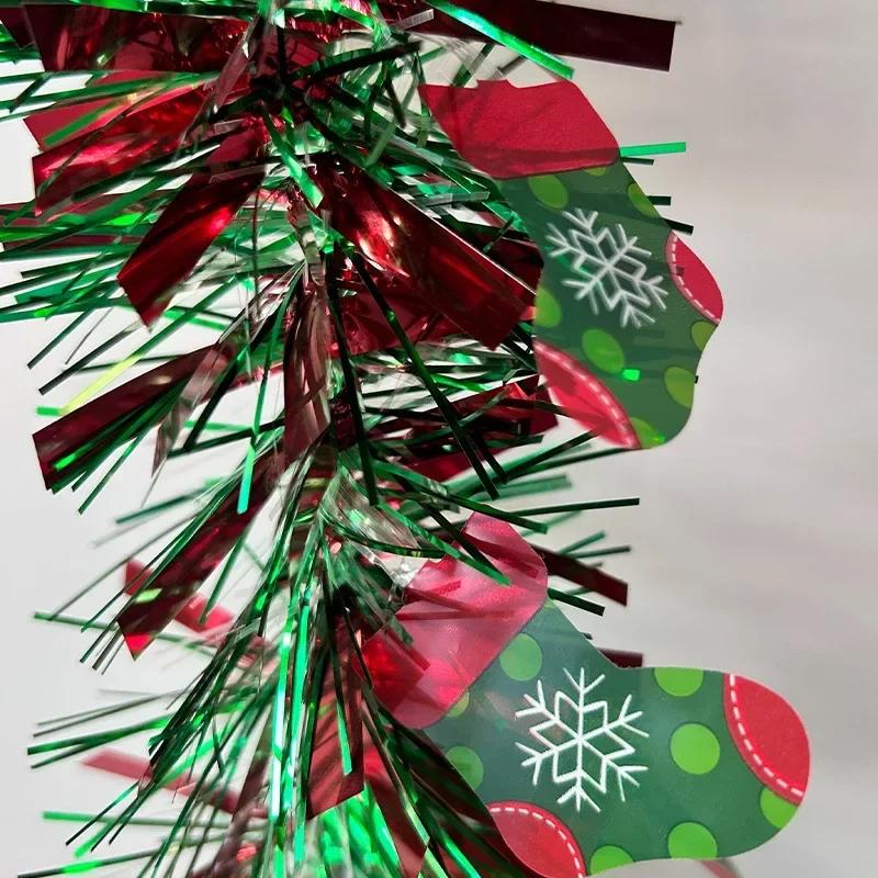 Ghirlanda di Natale 2M Decorazione per Feste Fai da Te Ornamenti per Albero di Natale Nastro di Canna Verde Corona Ciondolo da Appendere Forniture per Feste di Natale