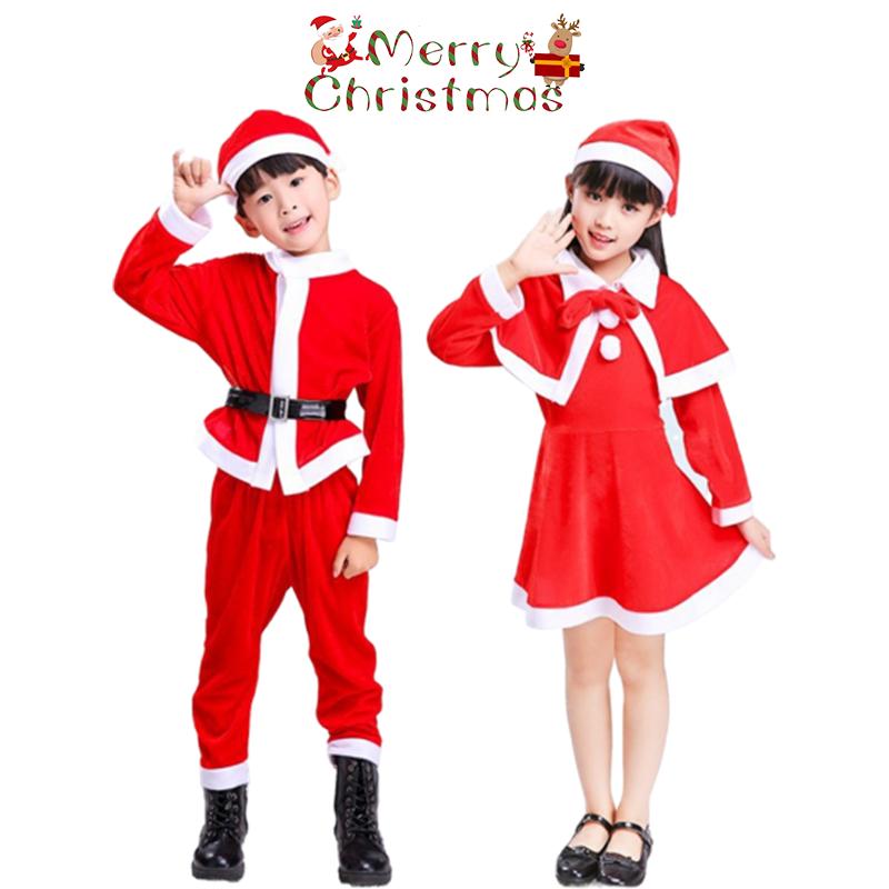Santa Boys Girls Claus Cosplay Costume Christmas Clothes Kids Outfit Xmas Party