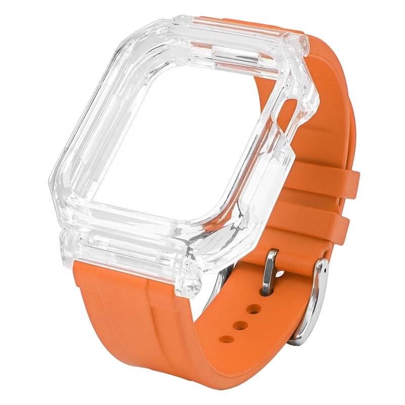 Sports Bracelet For Apple Watch Band 44mm 45mm Mod Kit Rubber Luxury Transparent Silicone Case for Iwatch Series 8 7 6 SE 5 4
