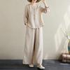Women's Retro Chinese Embroidery Casual Two-Piece Set: Loose Trousers & Top for Spring/Summer