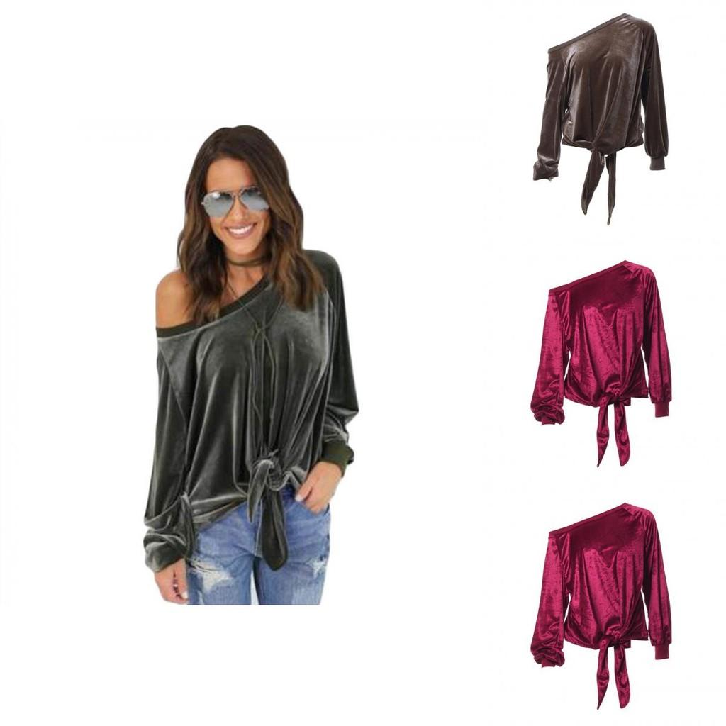 Stylish Loose Off-shoulder Bow-tie Sweatshirt For Women In Solid Colors