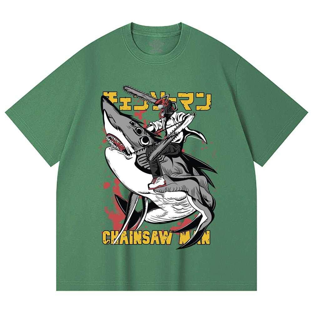 230 Gsm 100% Cotton Chainsaw Man V43 Denji Print Unisex Heavy Cotton T Shirt