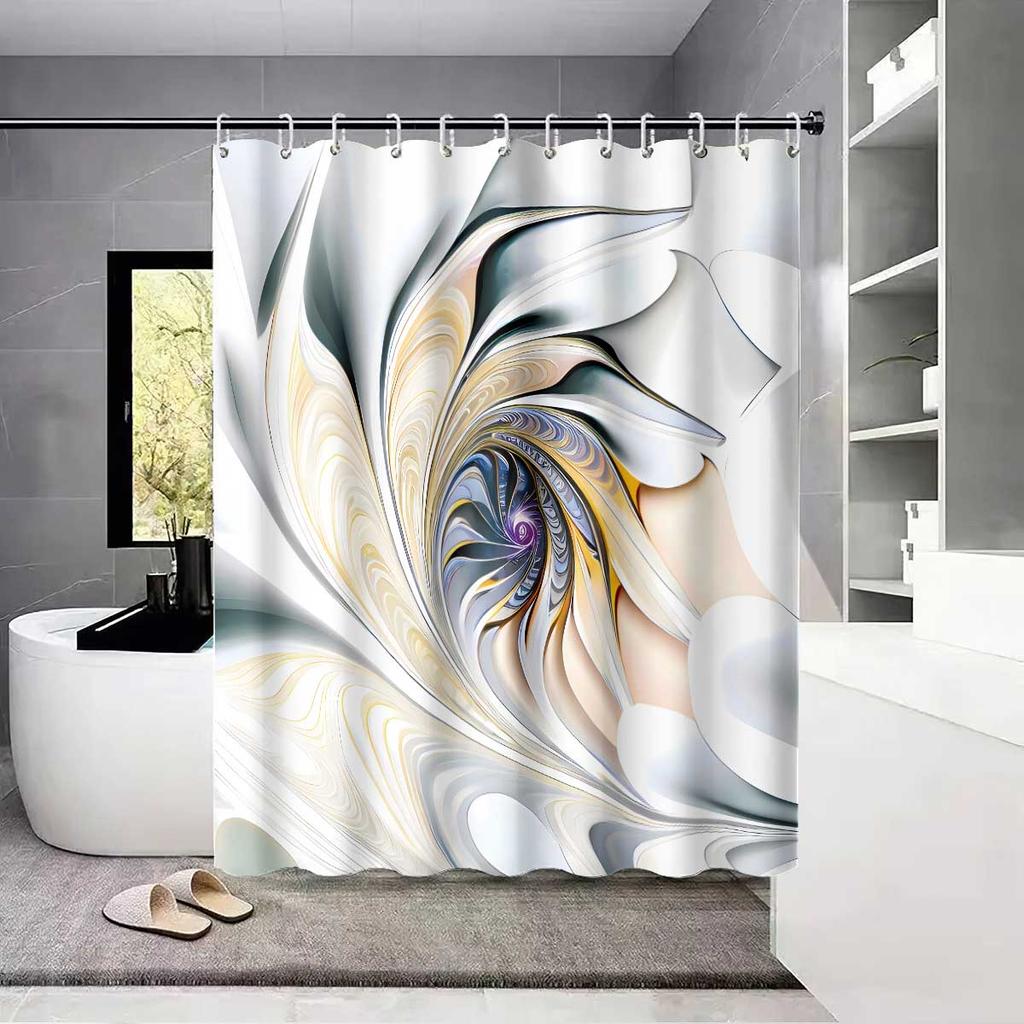 1pc Abstract Art Print Shower Curtain,with 12 Hooks,Machine Washable,for Shower Partition and Privacy Protection,Easy To Install