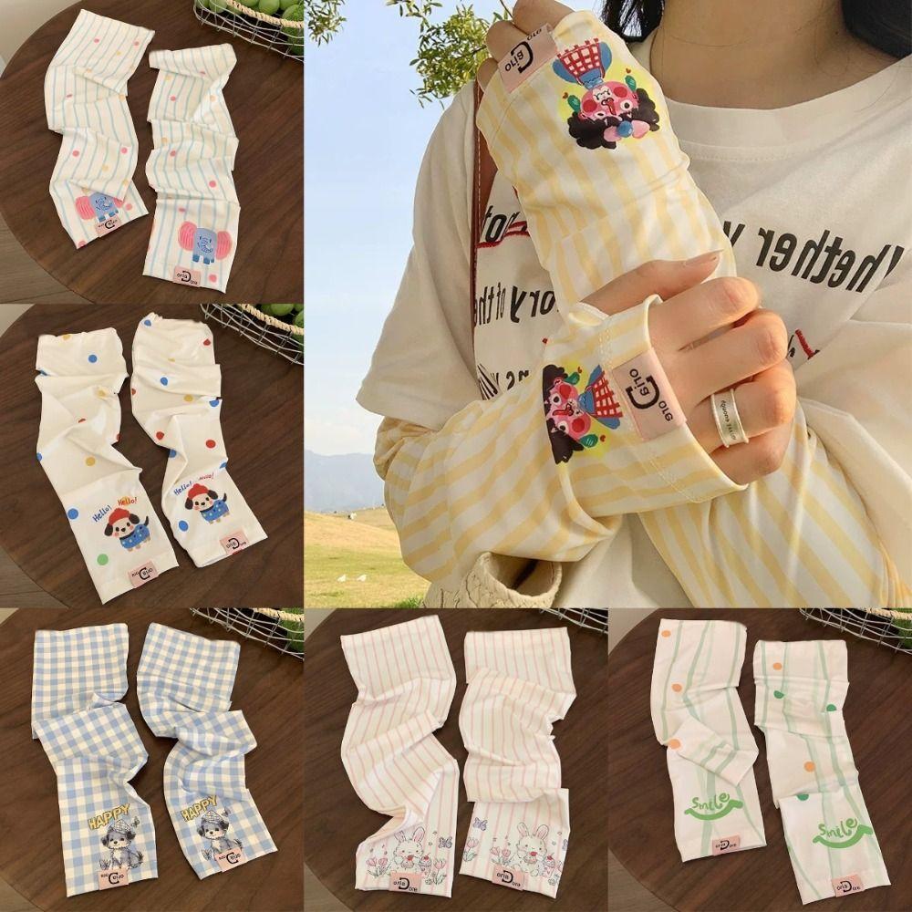 Cartoon Print Women's Sun Protection Sleeves Loose Ice Sleeves Cycling Arm Sleeve Summer Outdoor
