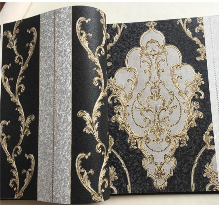 Luxury Damask Vinyl Wallpaper PVC Wall Paper Roll White Black Blue Red Waterproof Wall Cover Living Room Bedroom Home Decoration