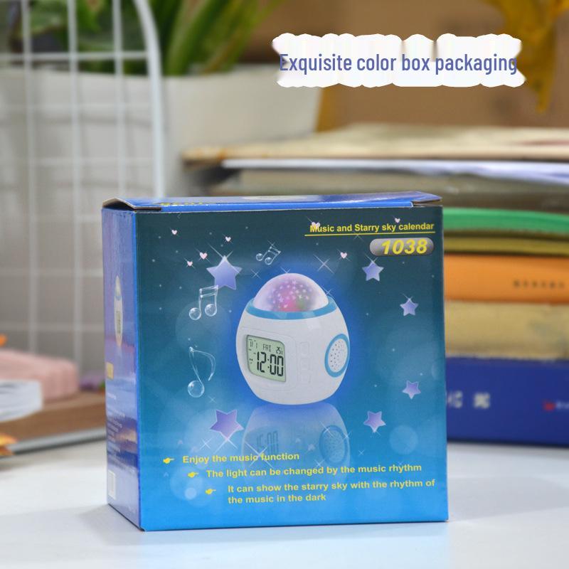 Colorful Starry Sky Alarm Clock with Music, Projection, Snooze & Night Light - Ideal Gift for Students & Kids