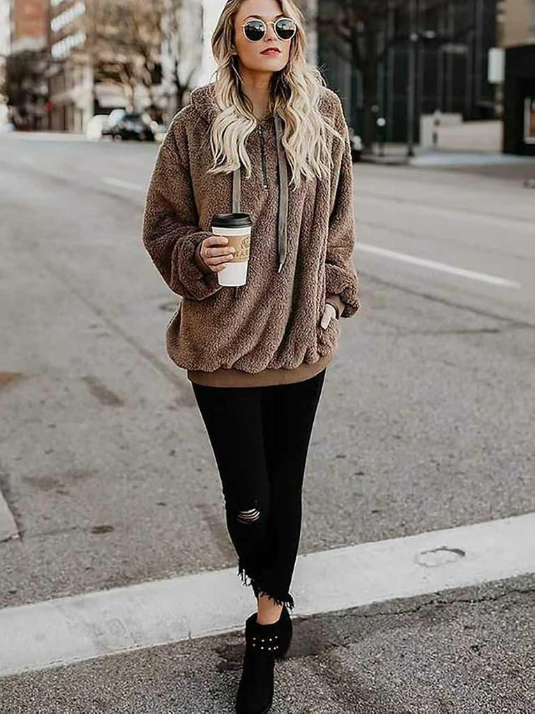 2026 European Cross-Border Autumn/Winter Plush Women's Hooded Fleece Sweatshirt Jacket