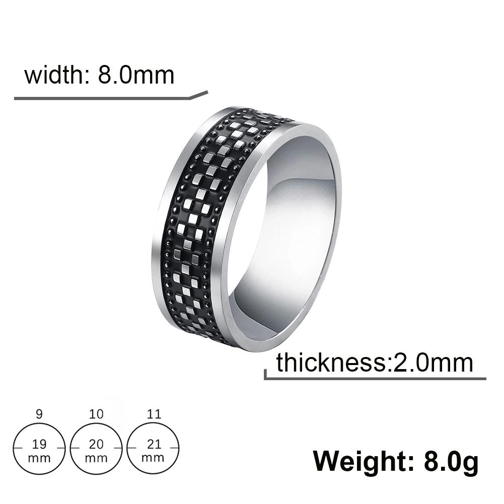 Stainless Steel Ring for Men Women 8MM Wide Geometric Casual Finger Rings Jewelry Wedding Gift for Lover