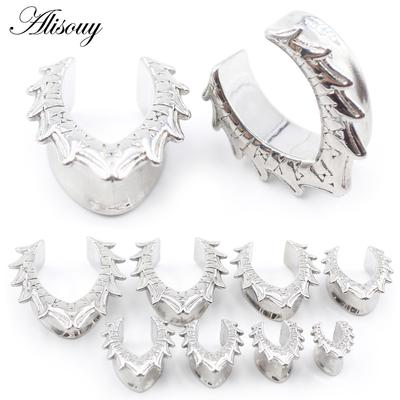 Alisouy 1PC Stainless Steel Oracle Bone Inscriptions Wing Saddle Ear Tunnel Plug Expander Stretcher Gauges Piercing Body Jewelry