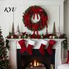 Soft Flannel Bow Ornaments Velvet Ribbon Xmas Pendant, Christmas Tree Ornament, Reusable Party Supplies Decorative Retro Style Hanging Pendant
