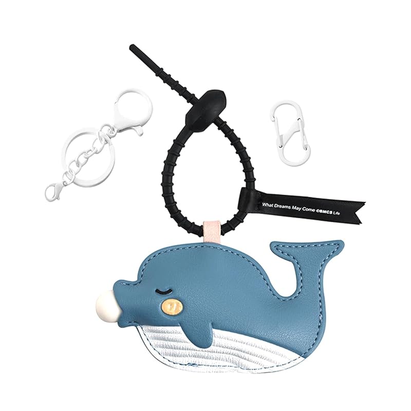 

[Aleidesai] Creative bubble speech bubble cartoon leather pendant, keychain and backpack charm 3 With two clasps, easy to use. (whale)