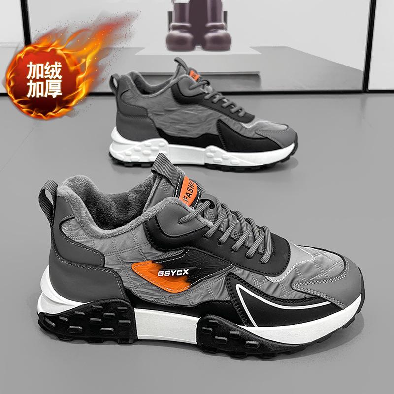 

Мужская обувь зима 2025 новая бархатная утепленная теплая спортивная беговая модная обувь молодежная на толстой подошве износостойкая обувь для папы 44