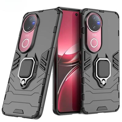 Für Vivo V50 Hülle Stoßfeste Armor PC Magnetische Saugständer Vollständiger Kantenschutz Rückseite für Vivo V50 Hülle für Vivo V50e 5G 6,77 Zoll