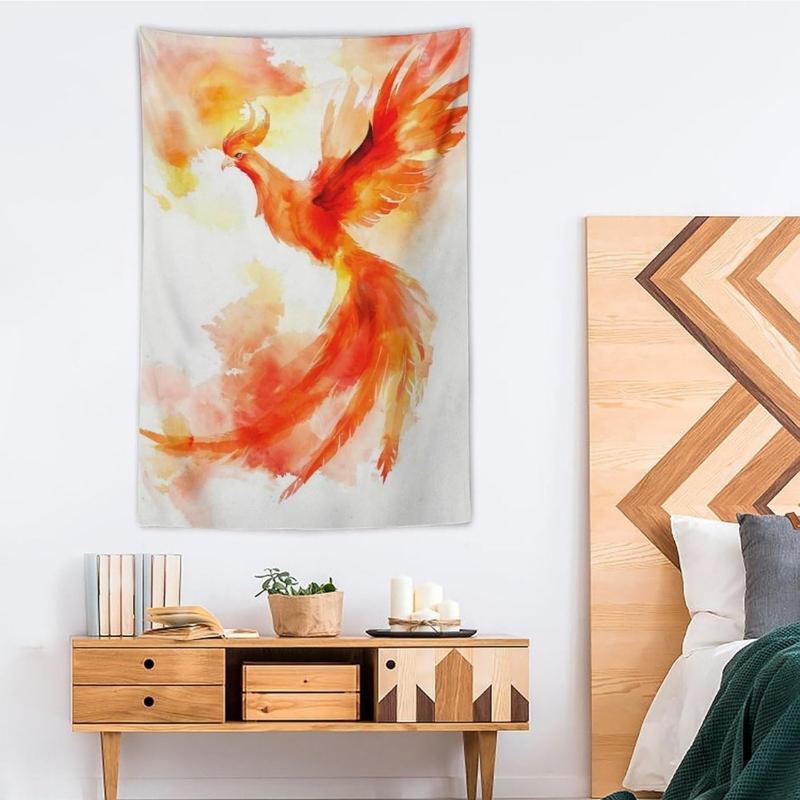 Tapestry Wall Art Watercolor Style Red Fantasy Phoenix Rising Tapestry for Bedroom Living Room Decor Men And Woman Tapestries 74x94cm(29x37in)