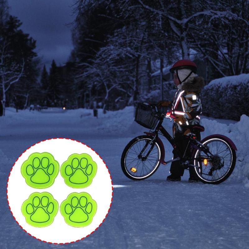 Set of 4 Reflective Bike Stickers Waterproof Designs Bicycles Reflector for Improved Nighttime Riding Safety & Visibility