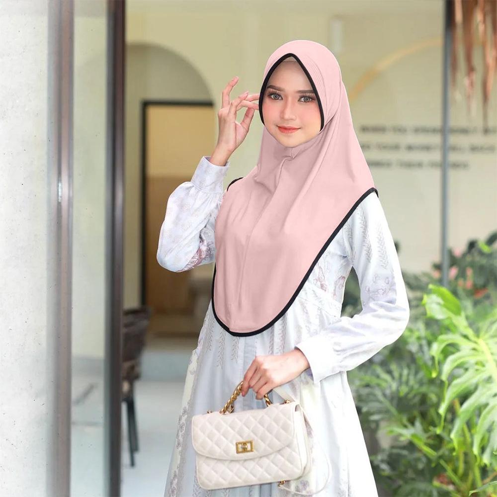 Women's Color Block Hijab with Soft Brim Patchwork Hat