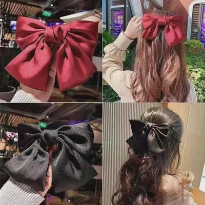 Internet Celebrity Black Bow Hairpin: Large Ribbon Top Clip Headdress for Summer.