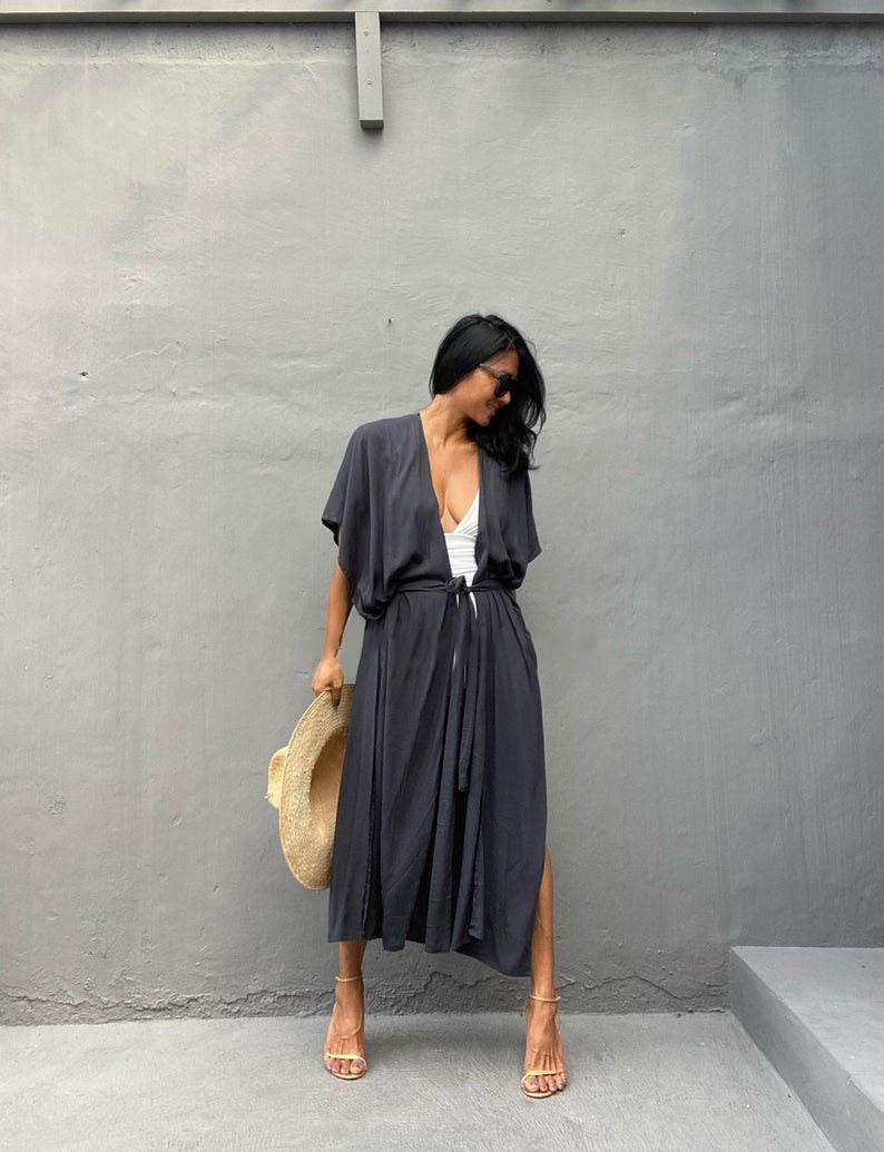 

Women s Oversized Beach Jacket: Sun Protection & Cover-Up Cardigan for Swimwear One size чорний