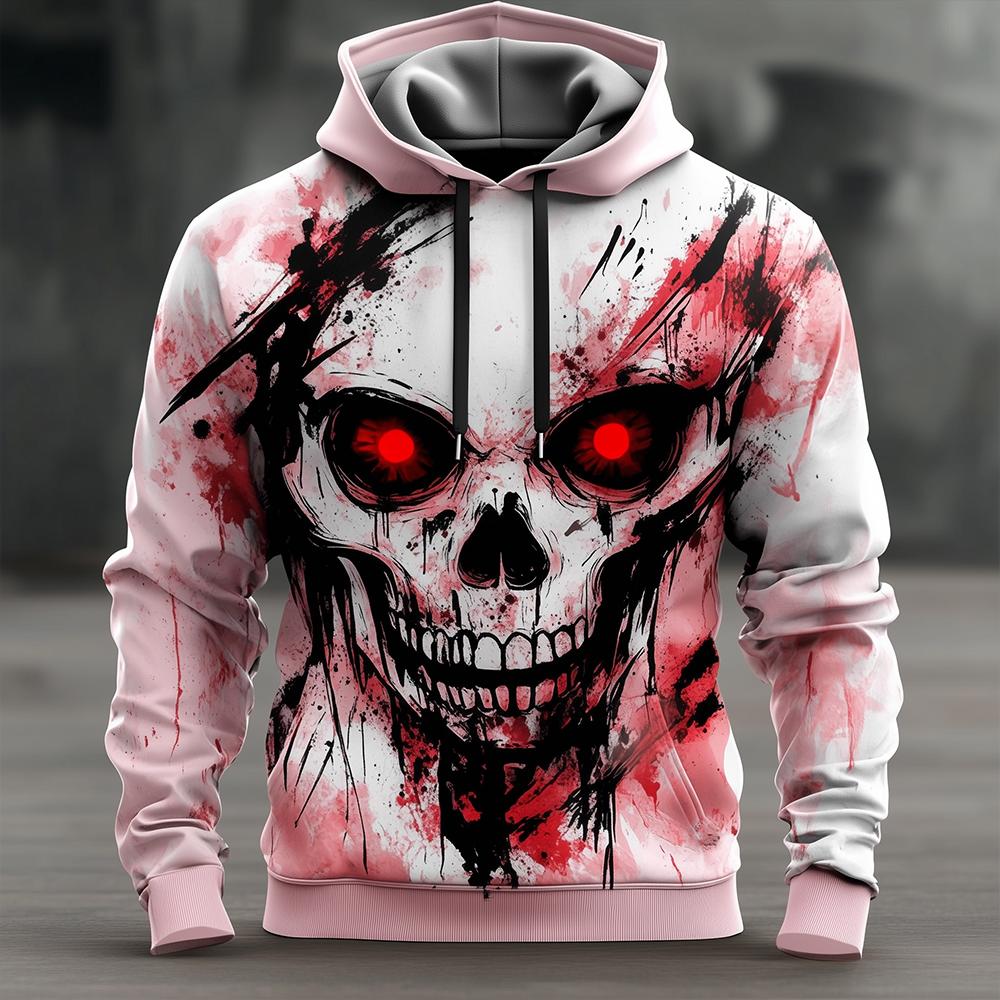 New Trend Skull Tie-dye Hoodie Autumn And Winter Street Hip-hop Style Personality Sweatshirt Men's Super Loose Casual Pullover