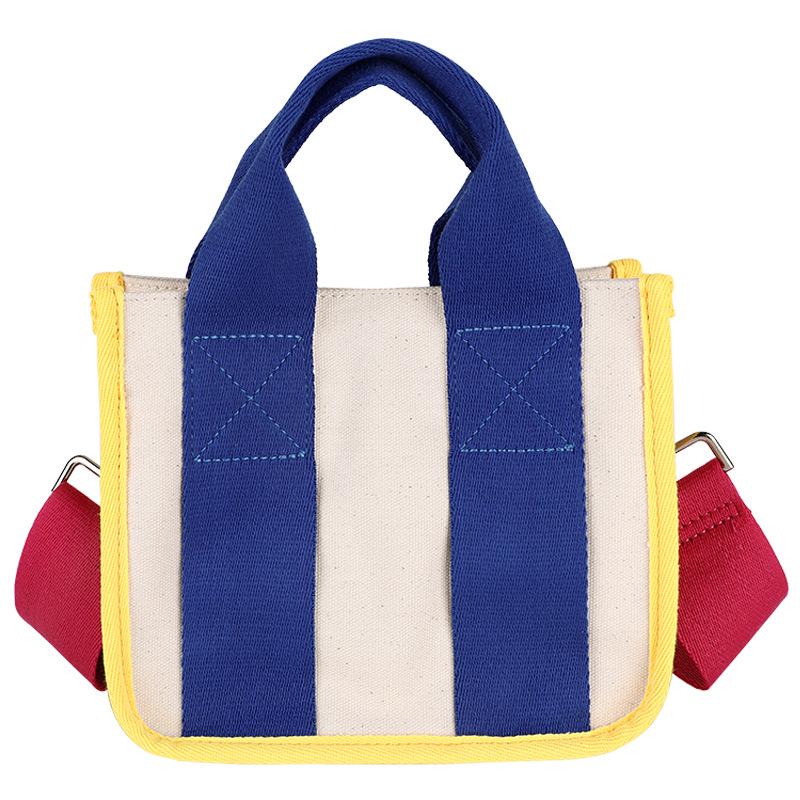 Korean Color Block Canvas Handbag Women's Fashion, Large & Small Sizes, Work & Casual Crossbody Bag