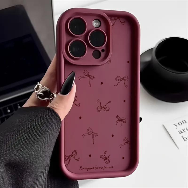 Cute Bow Pattern Silicone Soft Phone Case For iPhone 17 16 15 14 13 12 11 Pro Max 17 Air 16E XS X XR 7 8 Plus Shockproof Cover