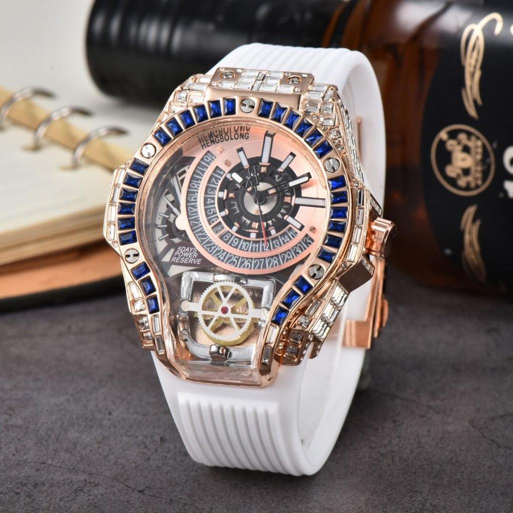 Men's Quartz Watch with Three-Needle Design, Sports Style, Irregular Full Diamond Shape, Similar to Jason Statham's Watch in Warcraft.