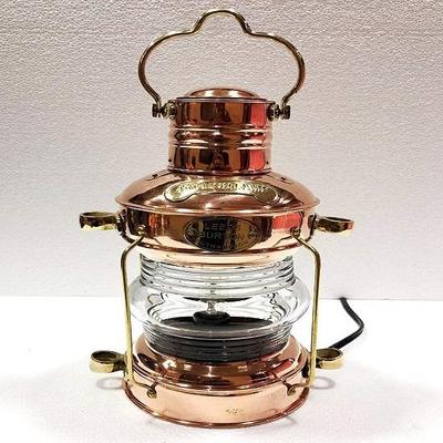 Nautical 35.56 Cm Ship Lamp Boat Copper Brass Electric Lantern Maritime Collectable Home Decorative