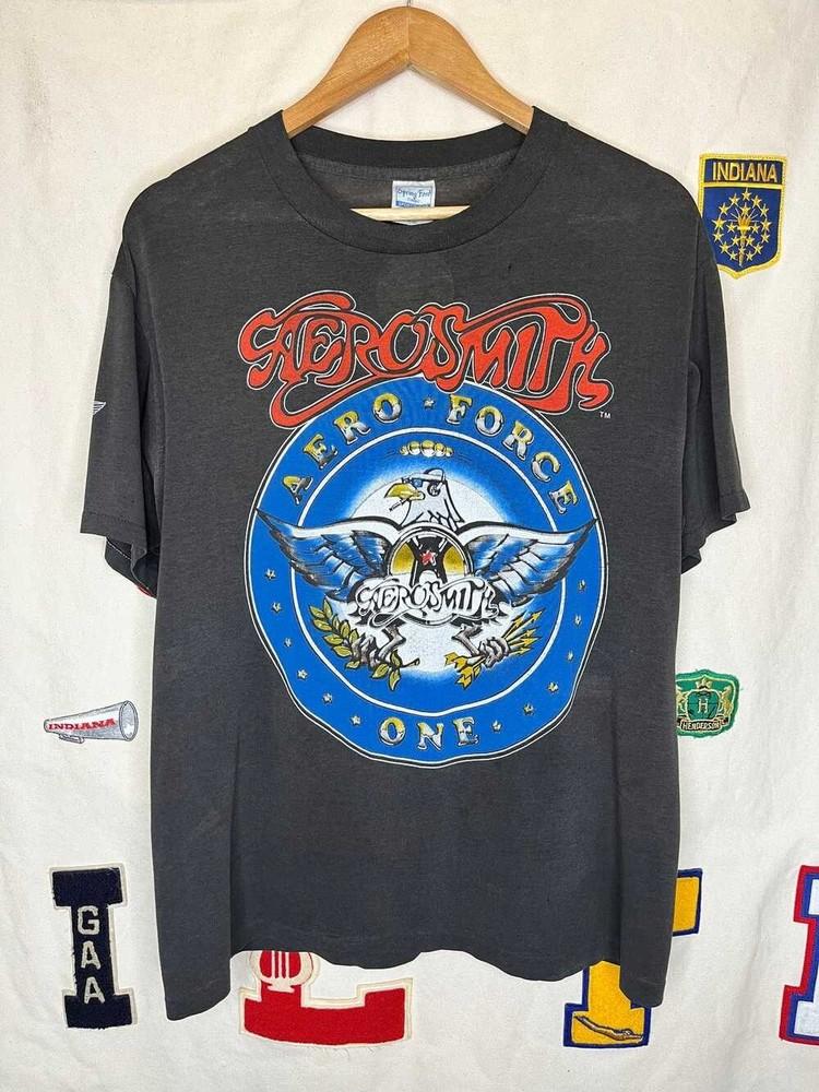 Винтажная футболка Aerosmith Aero Force One Band Tour Репринт AN51127 Унисекс Футболка M