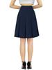US Plus Size Women's Elegant Knee-Length Pleated Midi Skirt with Belt