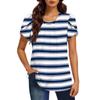 Women's Fashionable Round Neck Short Sleeve Print Casual Basic Pleated Pullover T-shirt Top