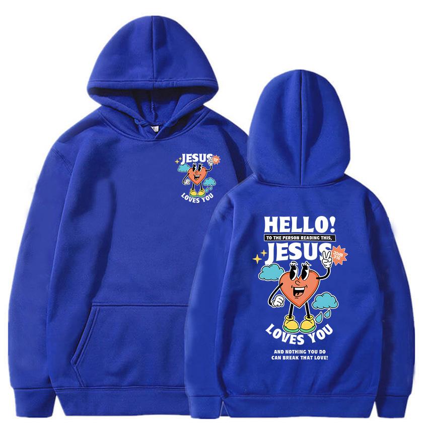 Streetwear Hip Hop Men Clothes Christian Jesus Loves You Bible Verse Sweatshirts Cartoon Graphic Sudaderas Moletom
