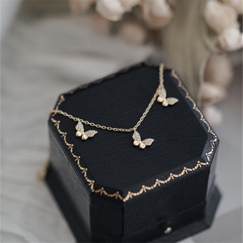 

925 Sterling Silver Three Butterflies Shining Pavé Zircon Bracelet for Women Exquisite Plated 14k Gold Jewelry