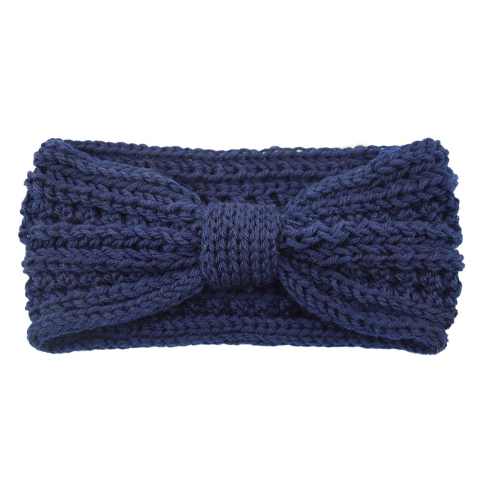 

Warm Wheat Ear Knitted Headband with Bow - European & American Style, Handmade Wool Hair Accessory