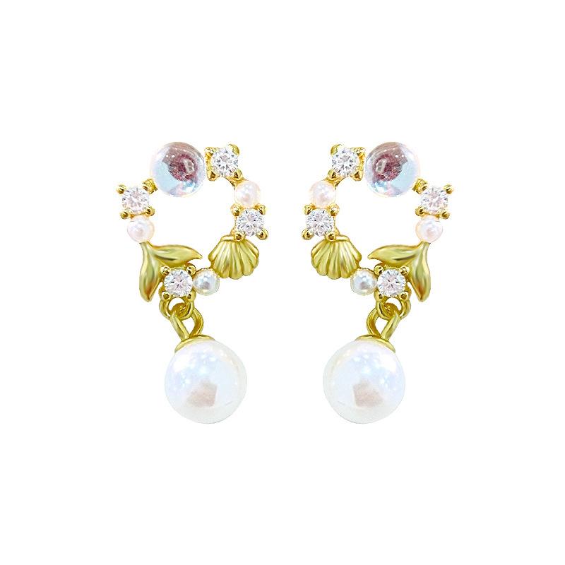 

Блестящие серьги с жемчугом «рыбий хвост» для женщин в милом стиле феи, легкие роскошные серьги высокого класса