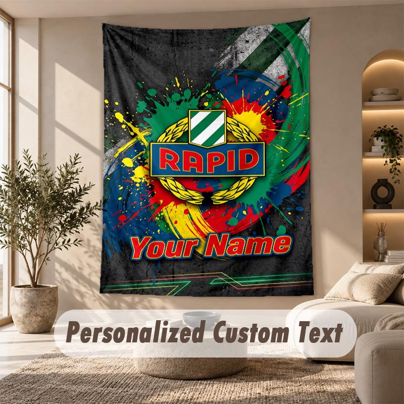 Tapestry Custom Name Text, Wall Hanging Tapestry Home Room DecorRapid Wien FC