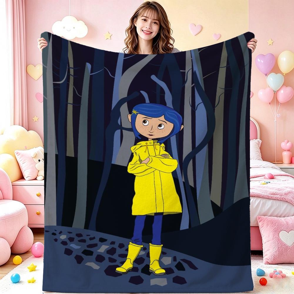 Mysterious Stop Motion Fantasy World Coraline Flannel Printed Blanket Thick Soft Fleece Blanket For Camping Travel Home Decor Holiday Gift