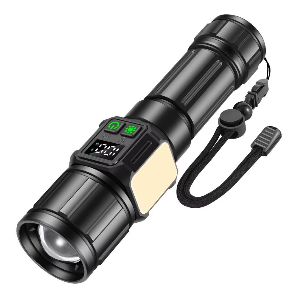 30W LED Rechargeable Flashlight 2000 High Lumens Torch with COB Light Handheld Flashlight for Home Camping Hiking Emergency