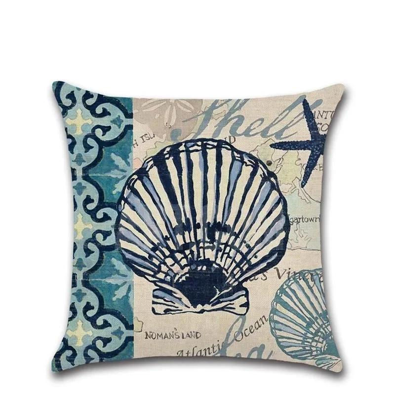 Sea Turtle Nautical Mermaid Pattern   Throw Pillow Cushion Cover Car Home Decoration Sofa Decorative Pillowcase