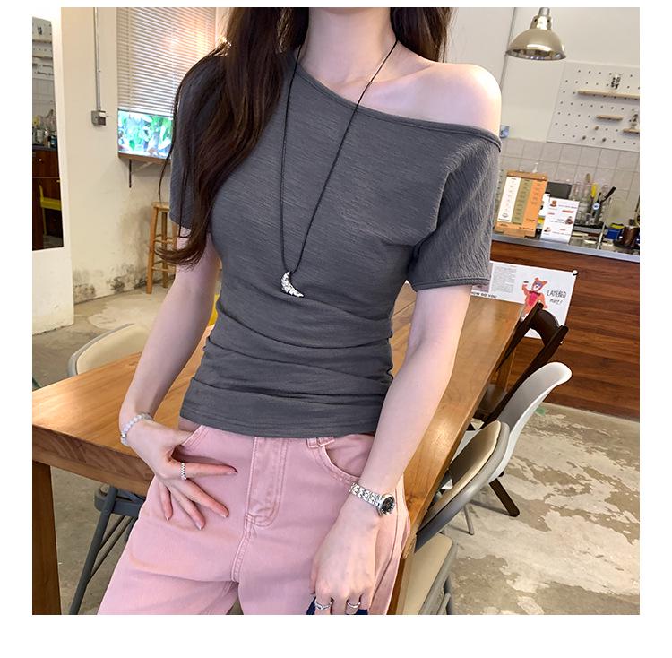 Real Shot Women's Asymmetrical One-Shoulder Top - Summer 2026 Irregular Off-Shoulder Design