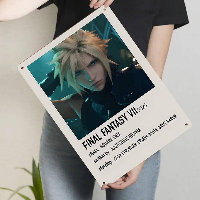 

Final Fantasy VII Cloud Strife Portrait Metal Wall Art Decor Square Enix Game Poster 20x30cm（7.8x11.8inch）