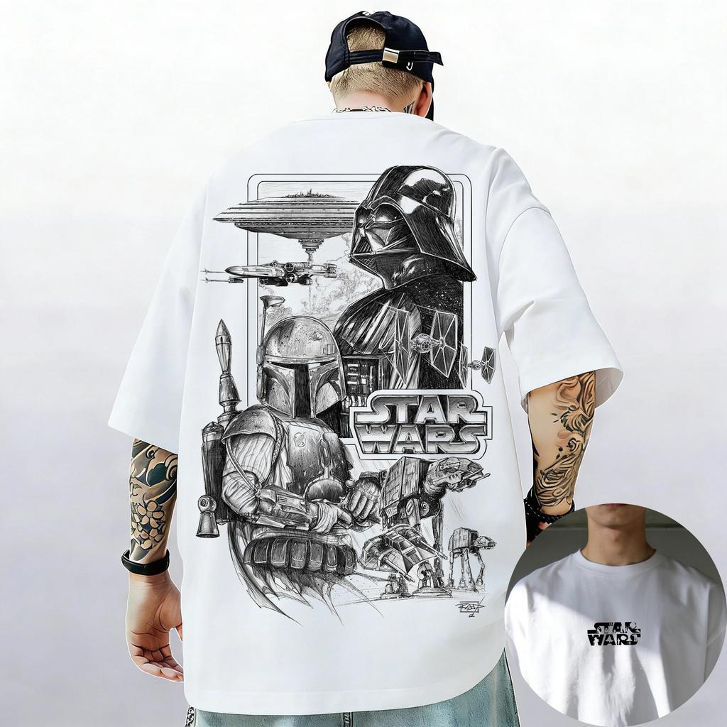 Galaxy Star Wars Darth Vader Tričko s krátkým rukávem Toto je cesta Mandalorian Chewbacca Pánské Dámské Dětské Ležérní Top s kulatým výstřihem