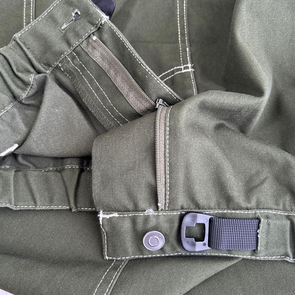 Used Workman khaki long skirt with webbing belt, outdoor, L
