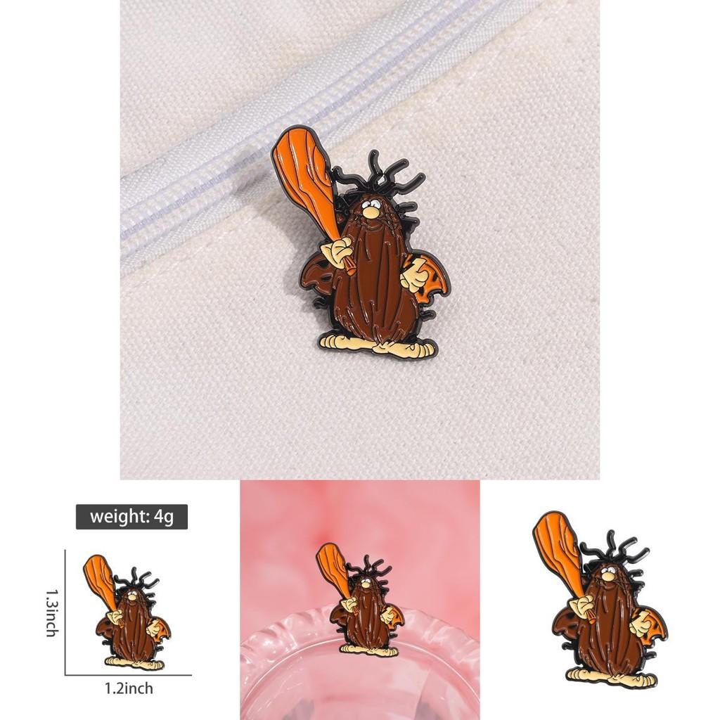 Cartoon Character Inspired Alloy Enamel Brooch Creative Cute Angry Stump Design For Unique Fashion Accessories