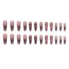 24pcs Glitter Pink Sequins Fake Nails 2025 Halloween Scary Skull Love Print False Nails Wearable European Ballet Press on Nails
