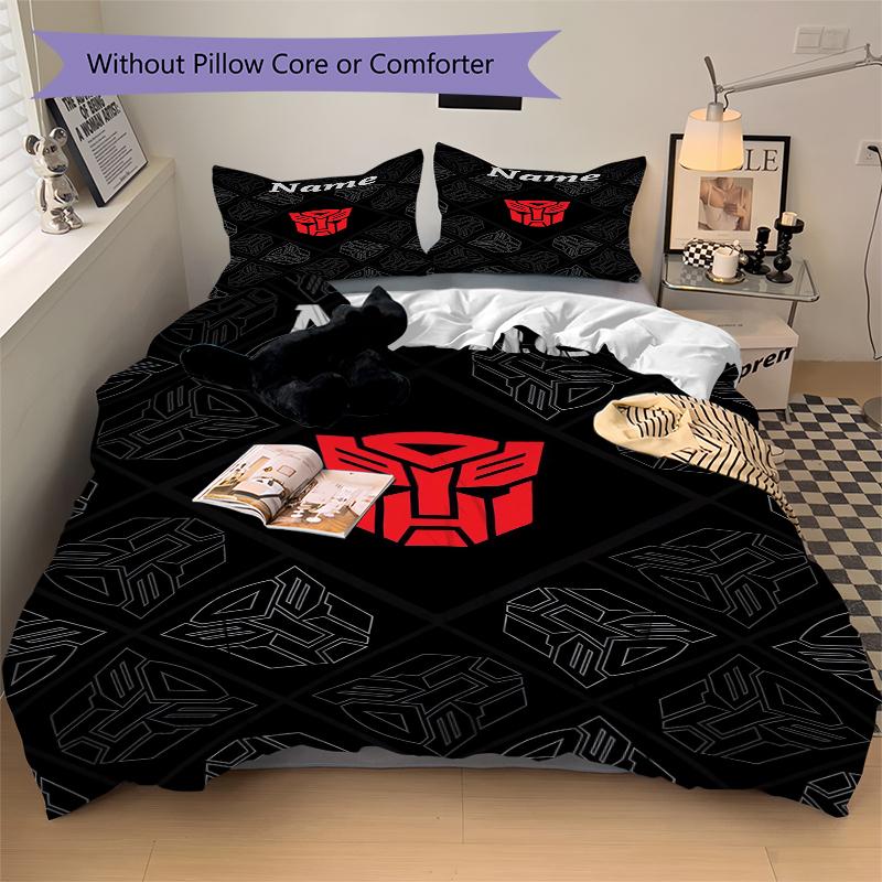 Custom Name Transformative Force Bedding 3 Piece Set HD Print Duvet Cover Pillowcases for Teens Adult Bedroom Decoration