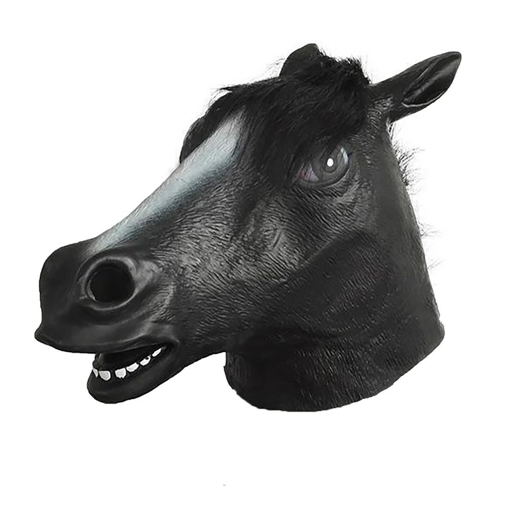 [ShuaWdk] Lustige Pferdemaske Realistischer Tierkopf für Halloween-Kostüme. Gummi-Cosplay-Requisiten für Kostümpartys und Geburtstage (Schwarzer Pferdekopf)