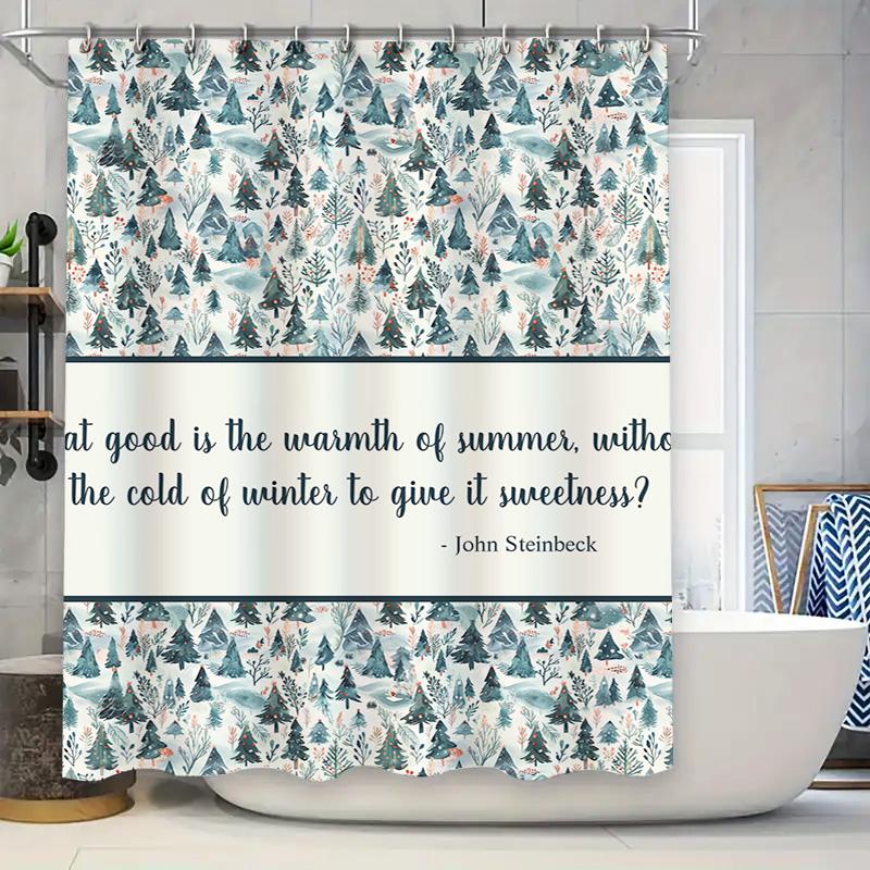 

Waterproof Shower Curtains Blue Forest Print, Bathroom Decor Waterproof Shower Curtain with Quote by John Steinbeck for Kids Bat 90x180cm